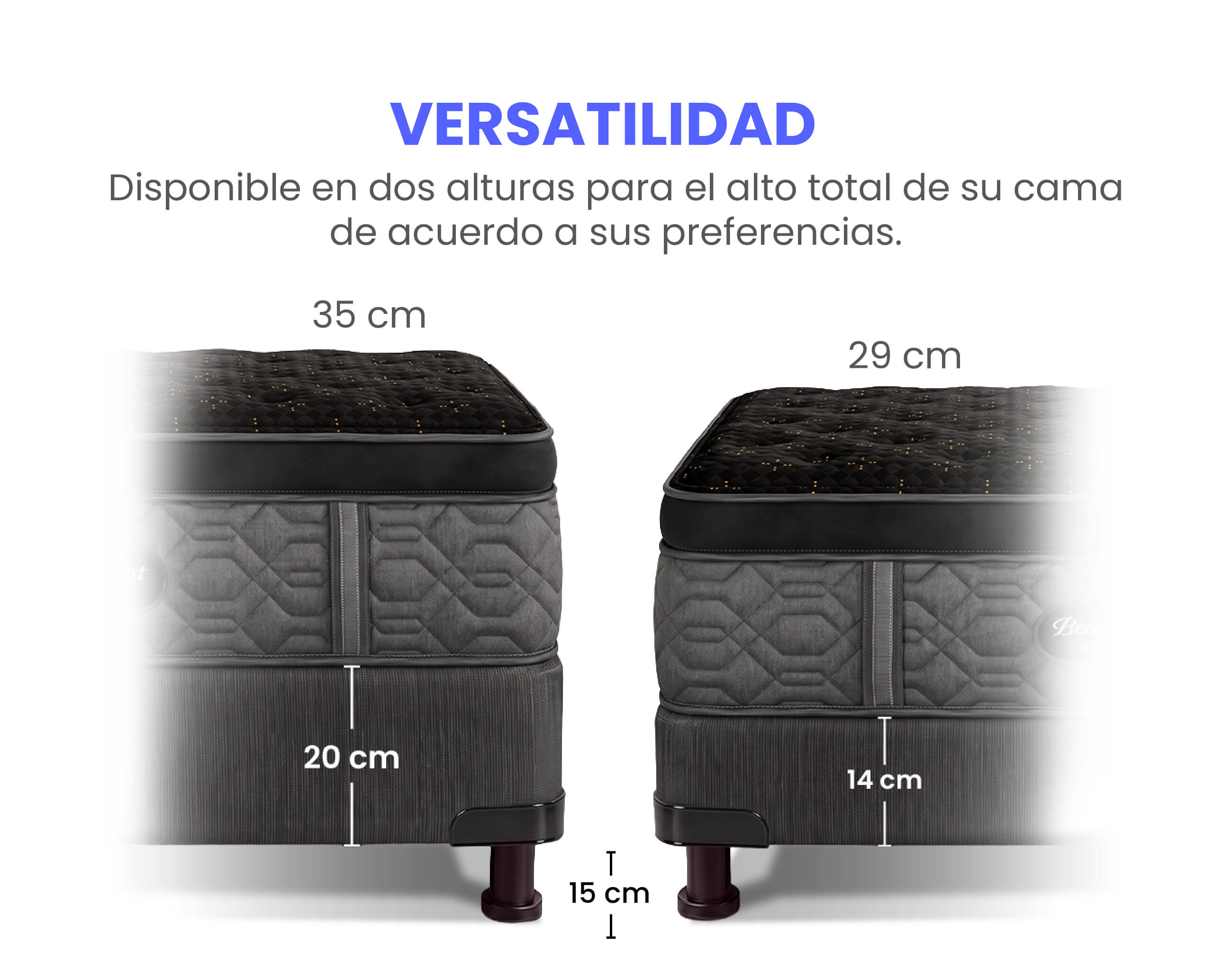 Versatilidad y opciones de altura de la Base Beautyrest Black