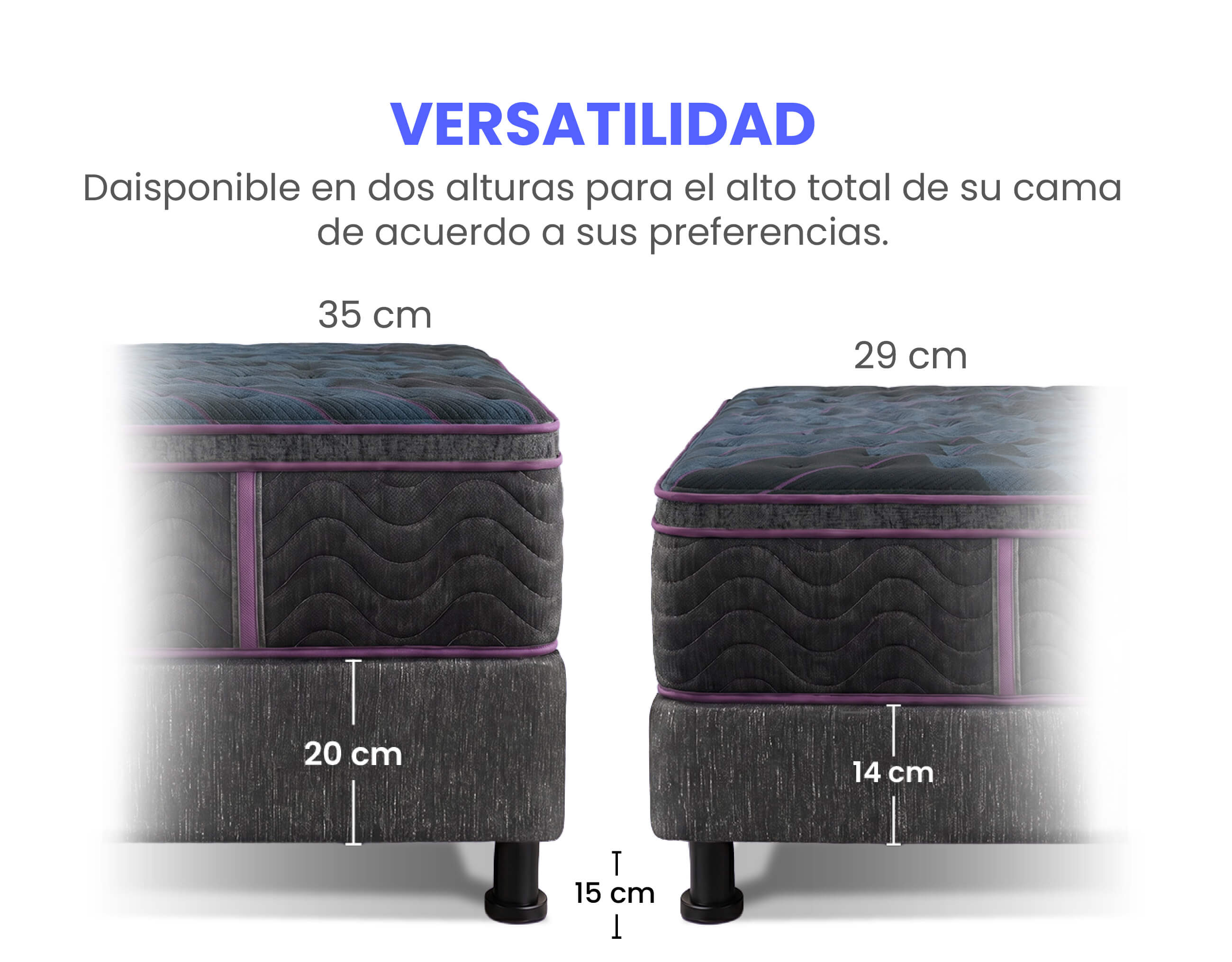 Versatilidad y opciones de altura de la Base Beautyrest World Class